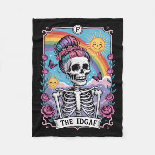 Sarkastisk Skelett Den Idgaf Roligt Tarotkort Goth Fleecefilt
