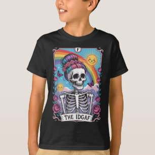 Sarkastisk Skelett Den Idgaf Roligt Tarotkort Goth T Shirt