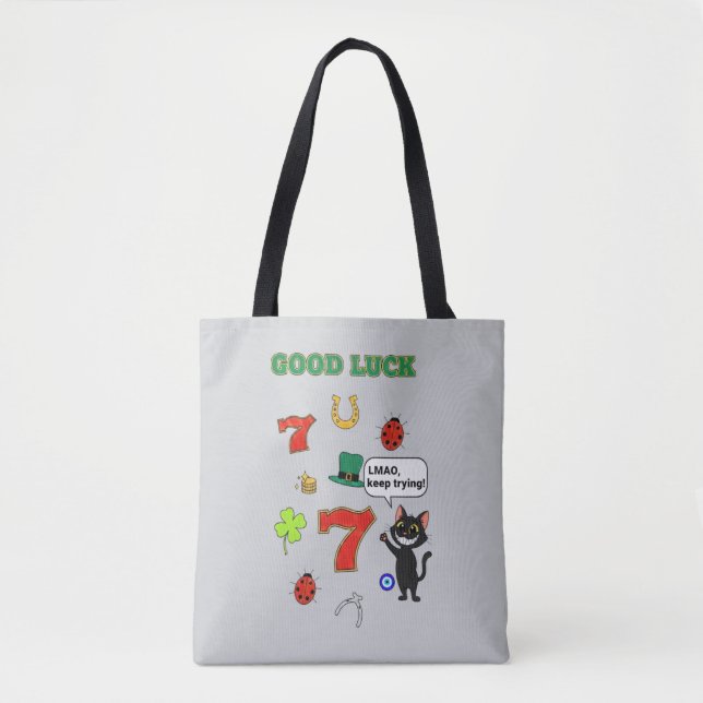 Sarkastisk svart katt och Lucky charms Tygkasse (Framsida)