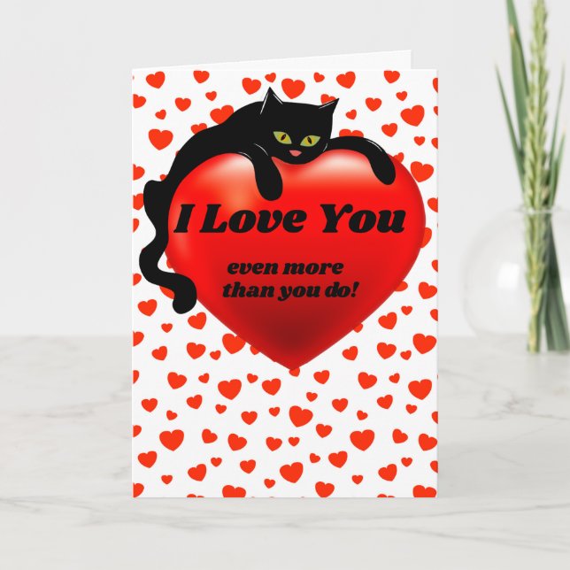 Sarkastisk Valentinsk Black Cat Heart Anpassad Hum Kort (Framsida)