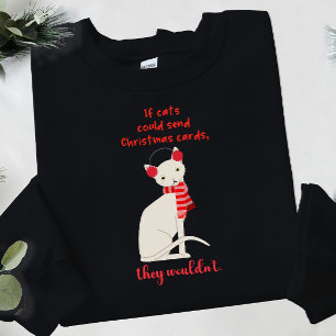 Sarkastisk, vit kattröd halsduk t shirt