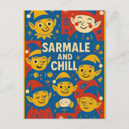 Sarmale och Chill tomte julkort Helg Vykort