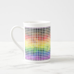 Särpräglad Boho-rutig Färgrik HBTQ Regnbågsfana Benporslin Mugg