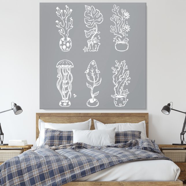 Särpräglad botanik canvastryck (Insitu (sovrum))