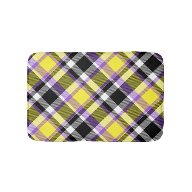 Särpräglad Eklektisk Boho Icke-binär Plaid Pride F Badrumsmatta (Framsidan)