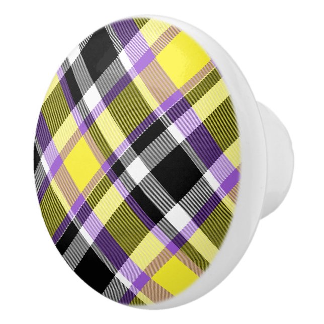 Särpräglad Eklektisk Boho Icke-binär Plaid Pride F Knopp (Höger)