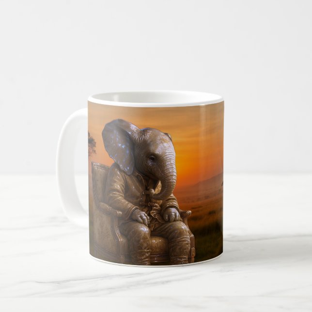 Särpräglad Elefant Hem Dekor Kaffemugg (Framsida vänster)