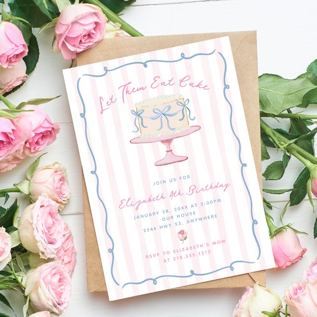 Särpräglad Handritad Lat dem äta kaka Födelsedag Inbjudningar (Quirky Hand Drawn Let Them Eat Cake Birthday Invitation)