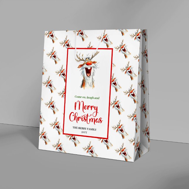 Särpräglad julfarbrunns vattenfärg festlig present (Quirky Santa Claus watercolor festive gift bag design)