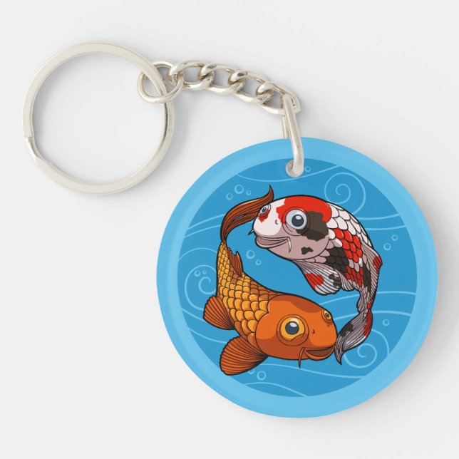 Särpräglad Koi Karp Yin Yang Design Fisk Illustrat (Framsidan)
