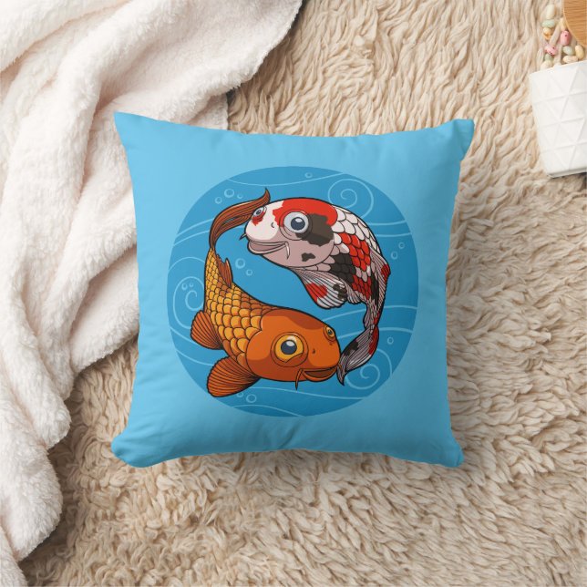 Särpräglad Koi Karpfisk Yin Yang Design Fisk Illus Kudde (Filt)