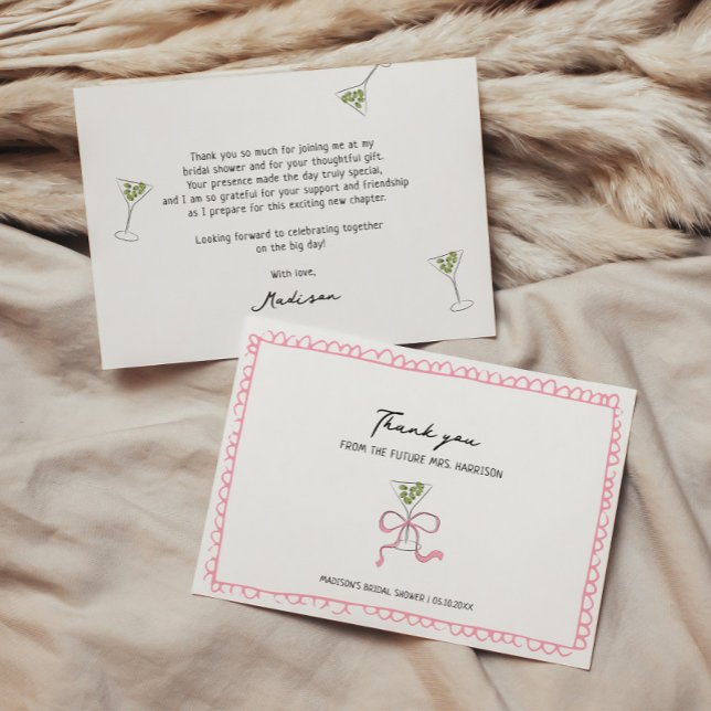 Särpräglad Martini-båge Handritad Bröllopsdusch Tack Kort (Skapare uppladdad)