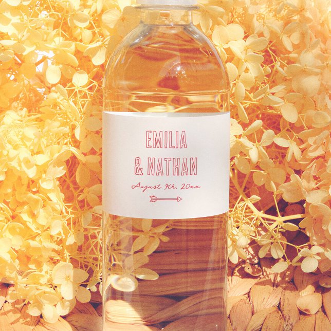 Särpräglad Retro Förälskad Handritad Cupid Bröllop Vattenflaskor Etikett (Skapare uppladdad)