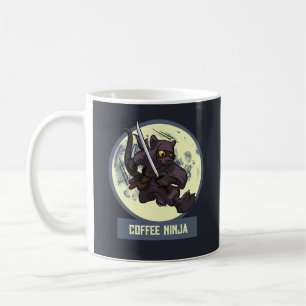 Särpräglad svart katt ninja alternativ djurkonst kaffemugg