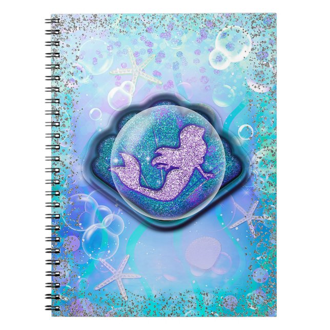 Sårskal för Sjöjungfru Glitter Girls Magic Anteckningsbok Med Spiral (Framsidan)