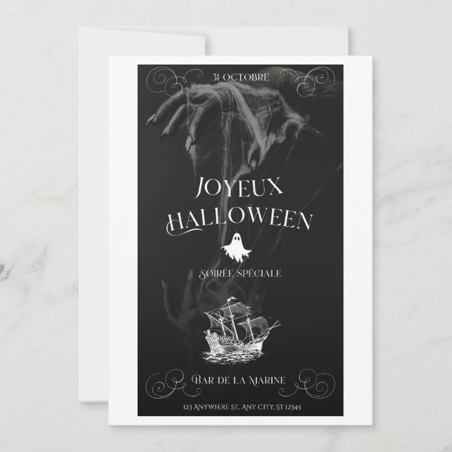 🎃 Särskild Halloweenfest på Marinbaren  Inbjudningar (Framsida)