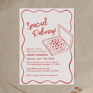 Särskild Leverans Pizza Baby Shower Inbjudningar