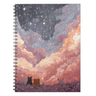 Särskilda djurvänner under Starry Sunset Himmel A Anteckningsbok