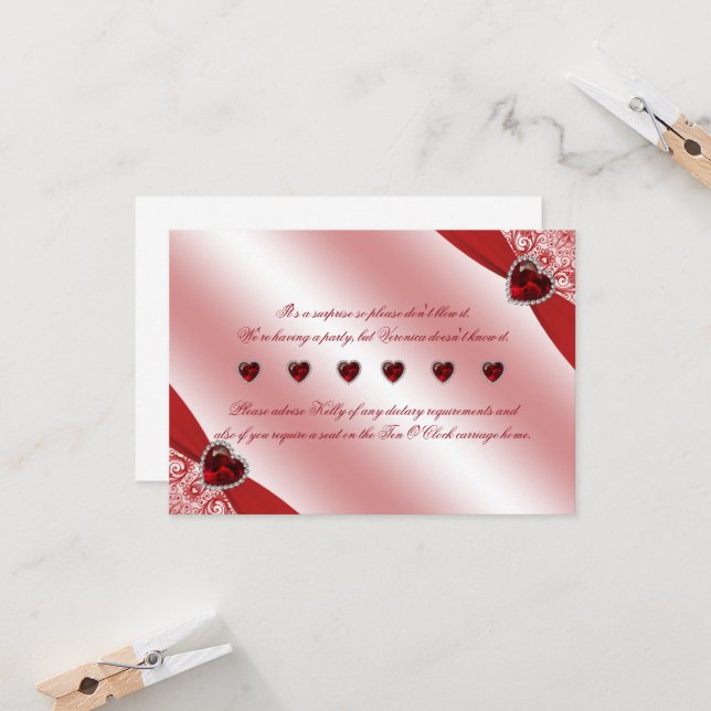 Särskilda instruktioner för 40-års rubinbröllopsju inbjudningar (Fram/Back In Situ)