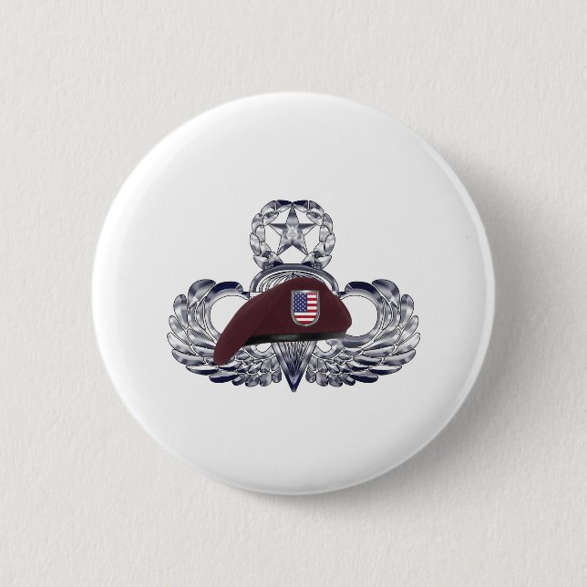 Särskilt Designad Beret på luftburna Vingar Knapp (Framsida)