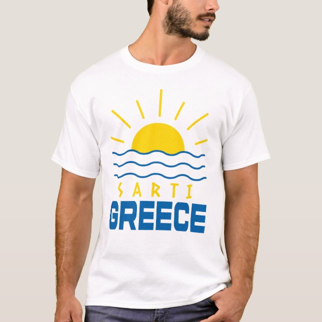 Sarti Greece Sunshine and Sea Manar White T Shirt (Framsida)