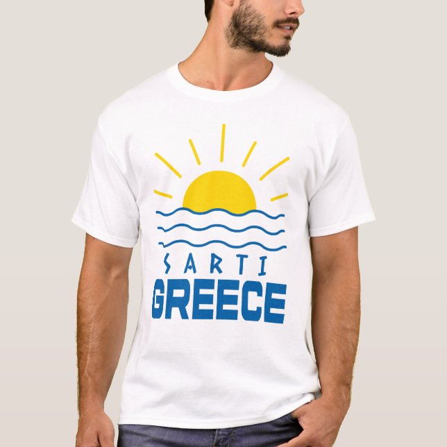 Sarti Grekland Solsken Och Hav Herr Vit T Shirt (Framsida)
