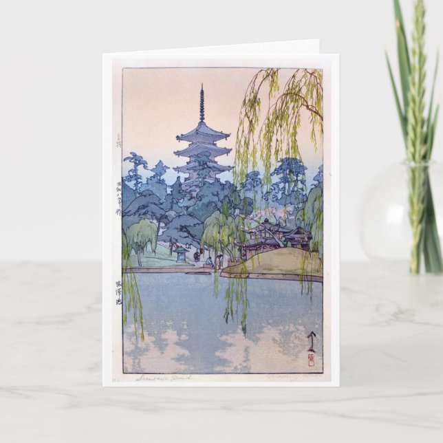 Sarusawa Pond, Hiroshi Yoshida, Woodcut Kort (Framsida)