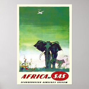 SAS Scandinavian Airlines Vintage Fly to Afrika P Poster