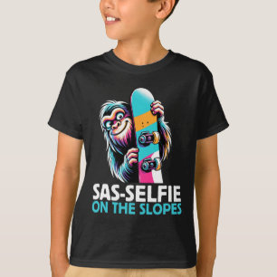 Sas-selfie på Slopes Snowboarding Bigfoot Snö T Shirt