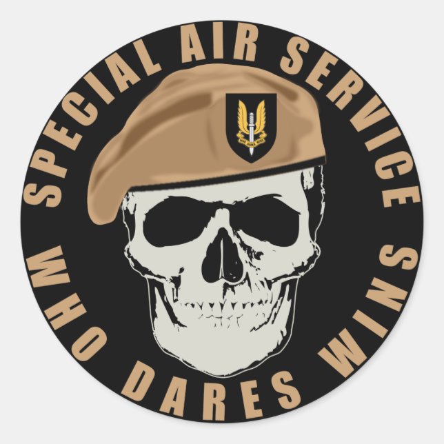 SAS Skull Runt Klistermärke (Framsida)