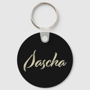 Sascha Namn whitegold Button Schlüsselanhänger Nyckelring