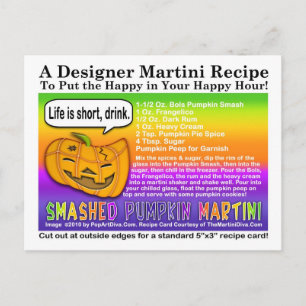Saschat Pumpkin Halloween Martini Recipe-vykort Vykort