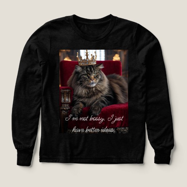 Sasdrottning: Bossy Cat Långärmad Tee (Design framsida)