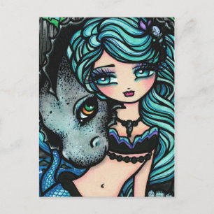 Sasha & Jett Sjöjungfru Fantasy Dragon Art Postcar Vykort