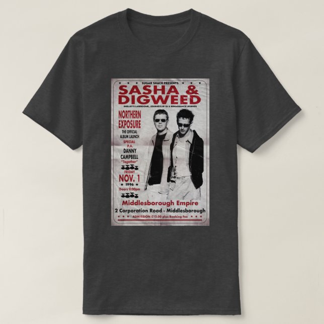 Sasha John DigNorthern Exposure Album Launch 1996 T Shirt (Design framsida)