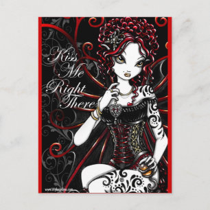 Sasha Red Corset Tattoo Fairy vycard Vykort