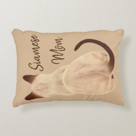 Sasha Siamese Cat Mamma Kattunge Tittar Away Teckn Prydnadskudde