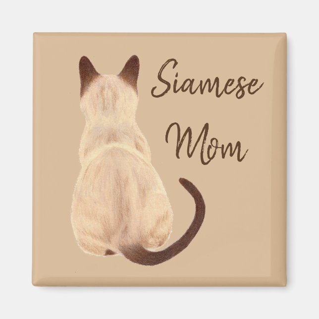 Sasha Siamese Cat Mamma Kattunge Tittar bakifrån Magnet (Framsidan)