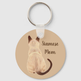 Sasha Siamese Cat Person Kattunge Tittar Away Art Nyckelring