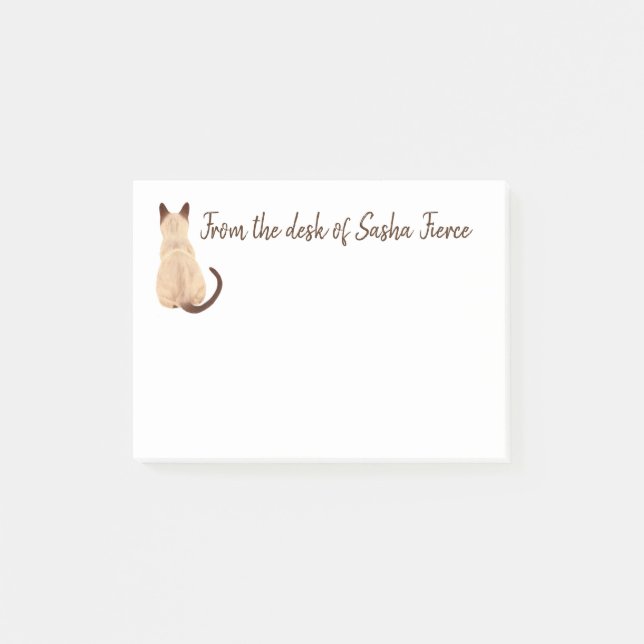 Sasha Siamese Cat Person Kattunge Tittar Away Art Post-it Block (Framsida)