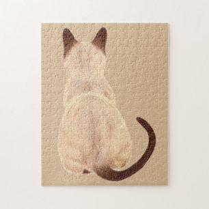 Sasha Siamese Cat Person Kattunge Tittar Away Art Pussel