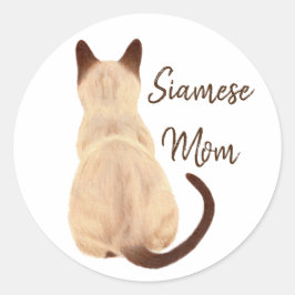 Sasha Siamese Cat Person Kattunge Tittar Away Art Runt Klistermärke
