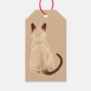 Sasha Siamese Cat Person Kattunge Tittar bort kons Presentetikett