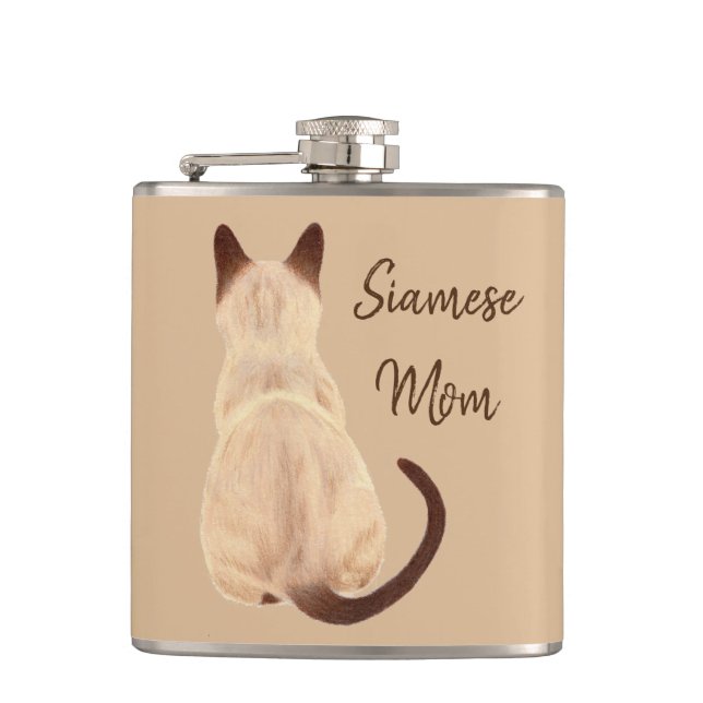 Sasha Siamesisk Kattmamma Katt som tittar bort Bak Fickplunta (Framsidan)