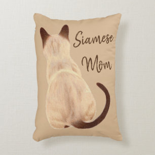 Sasha Siamesisk Kattmamma Kitty Tittar Bort Teckni Prydnadskudde