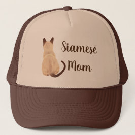 Sasha Siamesisk Kattmamma Kitty Tittar Bort Teckni Truckerkeps