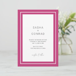 Sasha Vibrant Rosa Modern Bröllop Inbjudningar