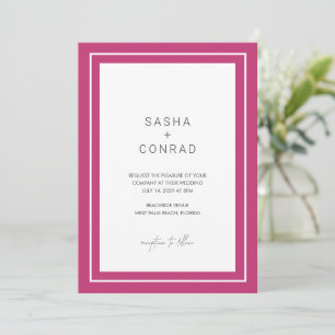 Sasha Vibrant Rosa Modern Bröllop Inbjudningar