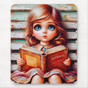 SASHA ~ Vintage Girl läser hennes Bok ~ Mousepad Musmatta