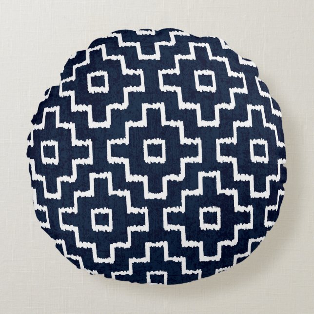 Sashiko Mönster: Traditionell japansk broderiy Rund Kudde (Framsidan)